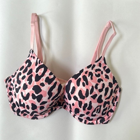 PINK Victoria's Secret Other - PINK Victoria’s Secret Wear Everywhere Push Up Bra, barbie pink leopard size 32D